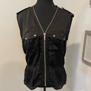 Michael Kors Zippered Black Military Style Top EUC